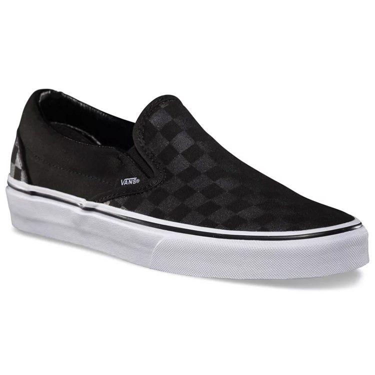 Vans Schachbrett Classic Slip-on Abriebfest Leicht Niedrig geschnitten Skateboard-Schuhe Unisex Schwarz VN000EYE276