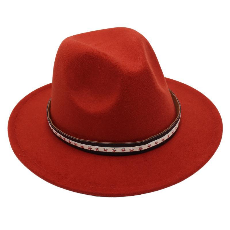 Foreign Trade Retro Top Hat Pentagram Jazz Hat Men'S And Women'S Felt Hat European And American Style Hat Woolen Hat Wool