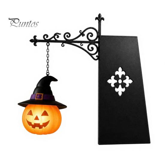 Mini-Schmiedeeisen-Figur Halloween Bibliothekslampe, Vintage Bücherregal-Licht mit Geist Kürbis Fledermaus Lampenanhängern, Leseecke Nachtlicht, Gruselig