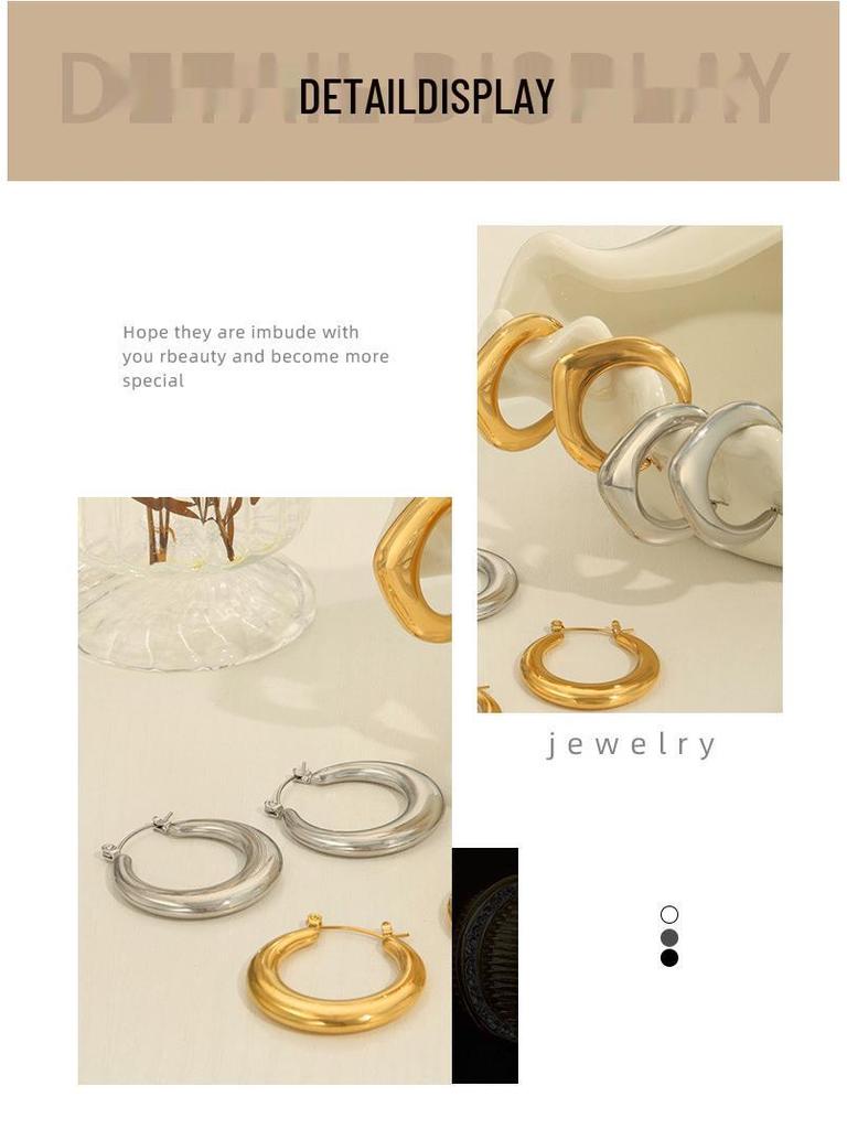 European-American Style Geometric Gold-Plated Titanium Steel U-Shaped Earrings for Women
