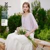 Xiangying Women's Purple Lace Tencel Blouse