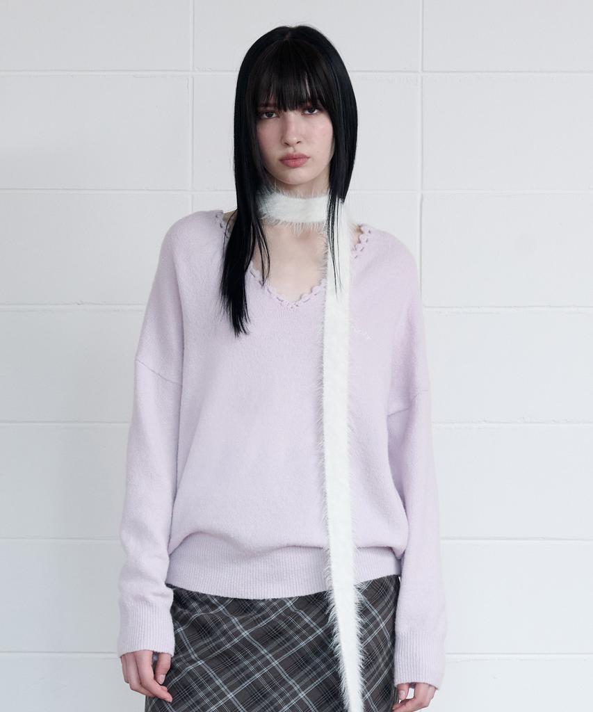 ROLAROLA Deep Neckline Loose Fit Knit Lavender