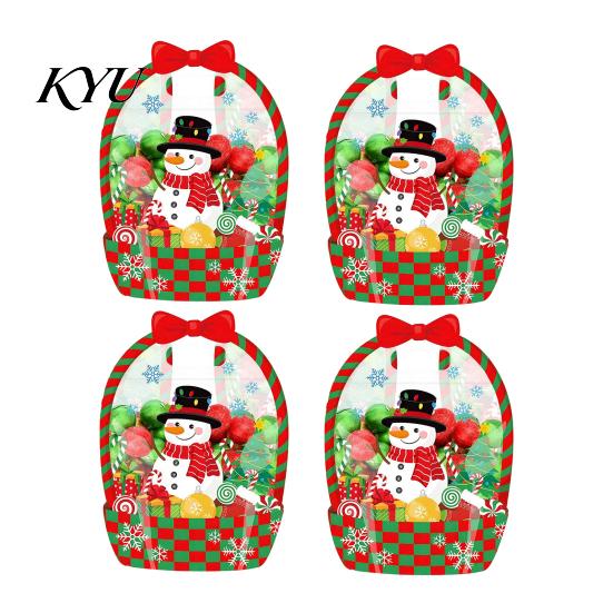 Candy Bags with Handle 2/4/6Pcs Clear Gift Bag for Halloween Christmas, Goodie Treat Holders Handle, Resealable Sealed Pouch Holiday Party Favors