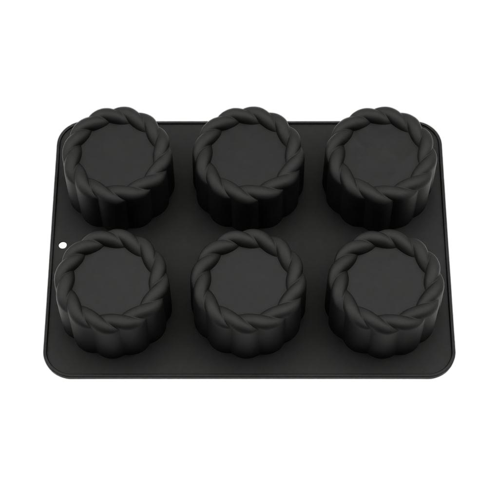 6-Cavity Round Mousse Cake Mold Food Grade Silicone Baking Mold Chocolate Jelly Pudding Mold with Decorative Edge for Home and Professional Use