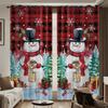 2pcs Christmas Snowman Print Blackout Curtains Multiple Sizes Living Rooms Holiday Insulation Decoration Easy Installation