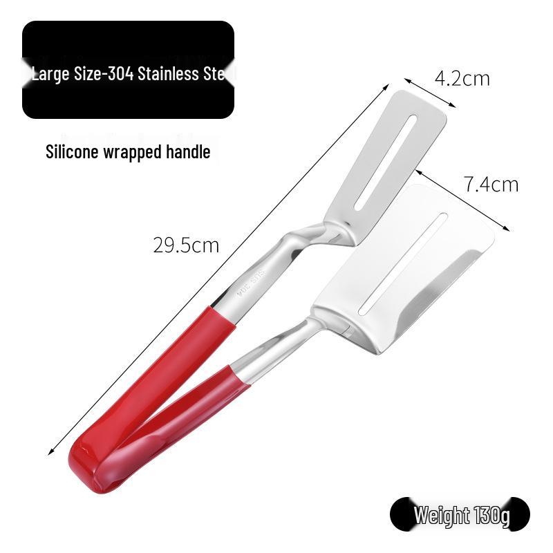 304 Stainless Steel Multi-functional Kitchen Tongs & Fish Spatula for BBQ, Steak, Bread, and More