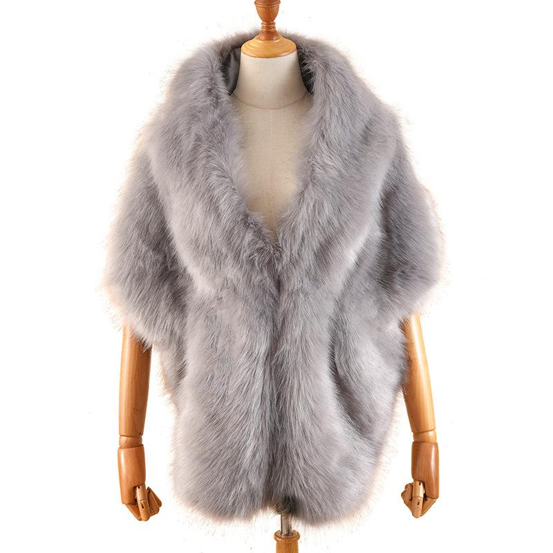 Popular imitation fur shawl lapel bride cheongsam European and American autumn and winter imitation fox fur cape shawl