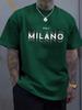 Summer men's 100% pure cotton casual loose fit plus size ITALY MILANO printed comfortable round neck short sleeved T-shirt top