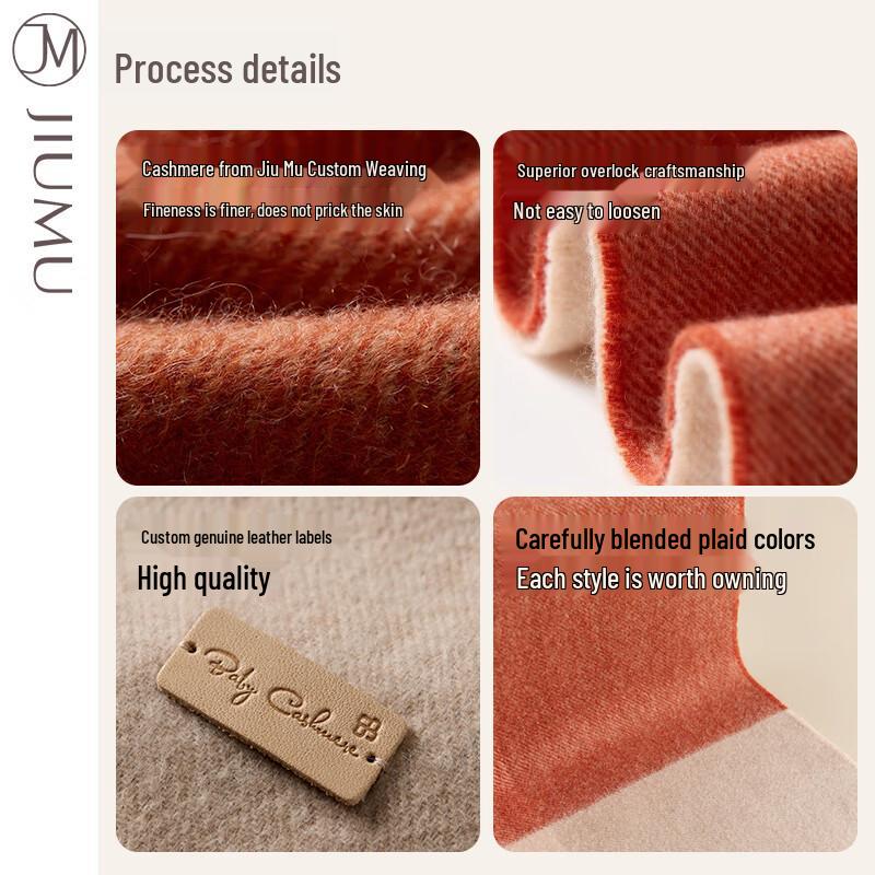 JIUMU Women's Cashmere Plaid Shawl Scarf