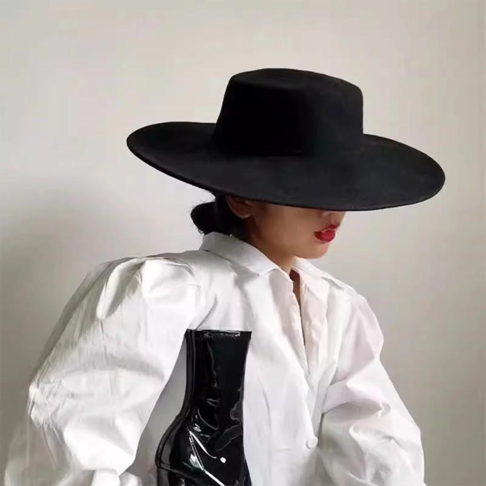 British Style Wide Brim Felt Hat Solid Color Women Jazz Hat Elegant Hepburn Style Bucket Hat Bride