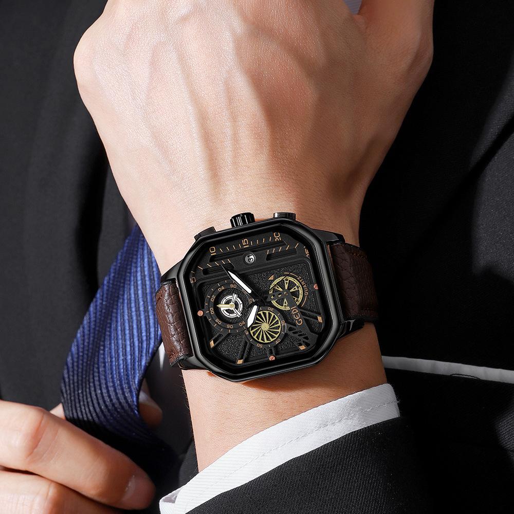 Niche High-End Square Men'S Watch Fashion Timer Business Watch Men'S Waterproof Quartz Watch