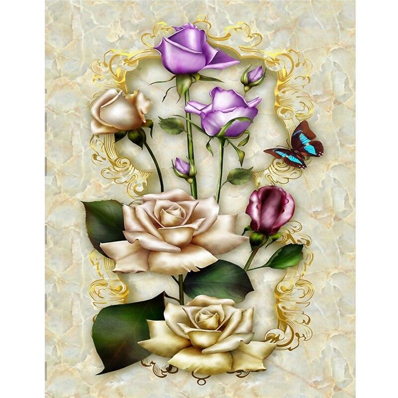 Flower DIY 5D Diamond Painting Full Round Diamond Embroidery Blue Cornflower Mosaic Cross Stitch Basket Rhinestones Decor