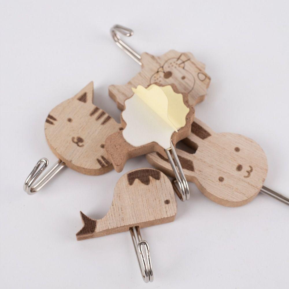 Cute Design Animal Hook Hickory Wood Key Hanging Hook Nordic Style Perforated Hook  Wardrobe