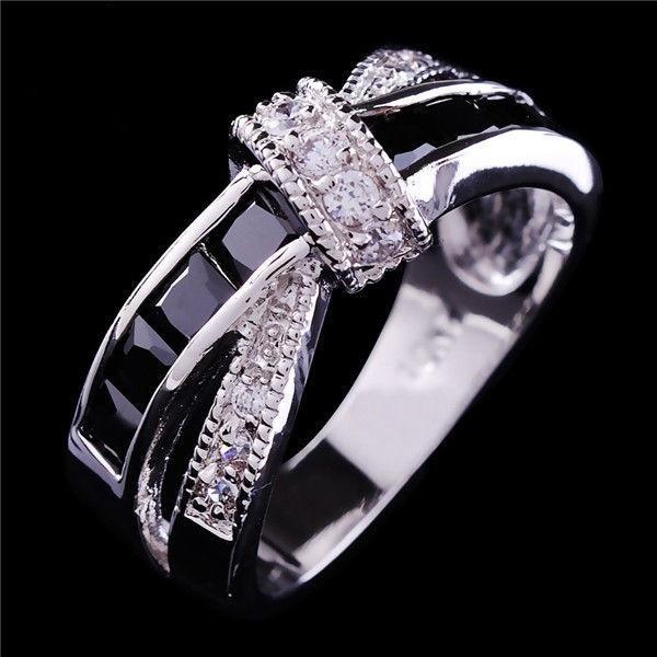 Wedding Charming Princess Cut Red Black Filled Jewelry 6-10 Fashion Rings