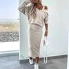 Dames Tweedeelig Vest Jurk V-hals Trui Trui Lange Rok Pak