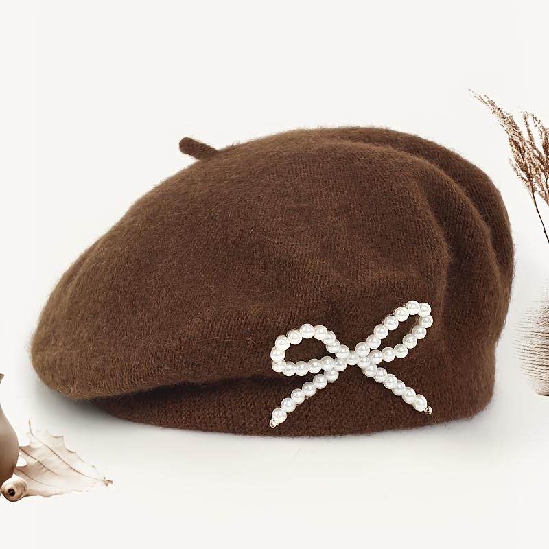 1pc Solid Color Women's New Bow Wool Beret, Suitable for Daily Use, Available in Multiple Colors