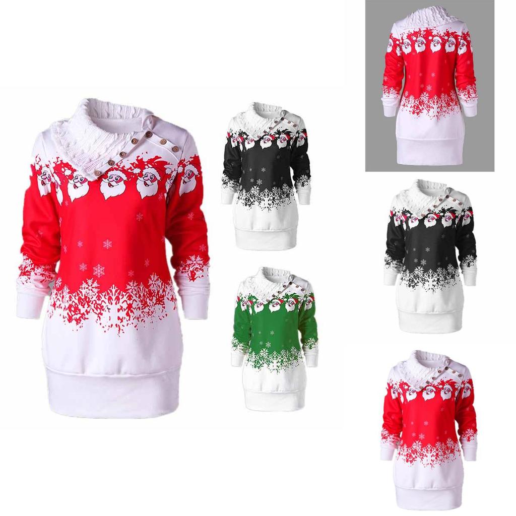 Festive Womens Christmas Jumper Mini Dress With Charming Santa Claus Design