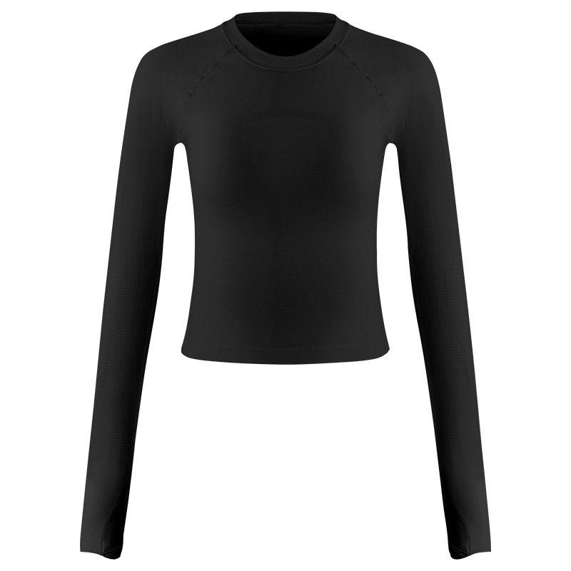 

Yoga Clothes Sports Long Sleeves Women s Slim Fit Running Tops Pilates Training Wear Elastic Quick-Drying Fitness T-shirt Autumn Black L