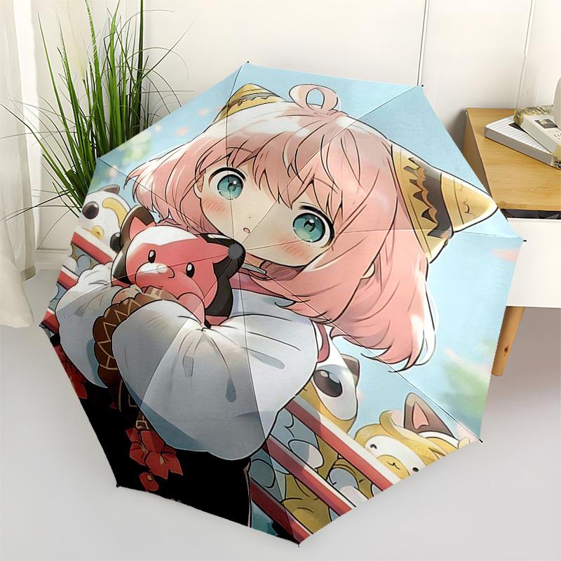 1pc Cat Earcoat with Cherry Blossom Print - Automatic Opening Umbrella, Foldable Design, Iron Frame, Outdoor Use, Festival Gift, Suitable for Fans, Tr