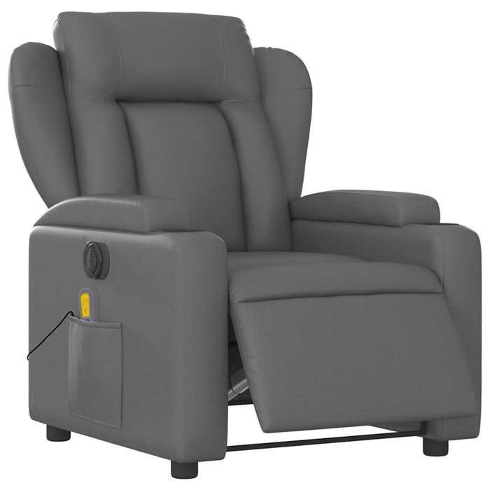 VidaXL Electric Reclining Massage Chair Grey Faux Leather 3204540