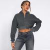 Women's Cropped Hoodie with Full Zip In Multiple Colors