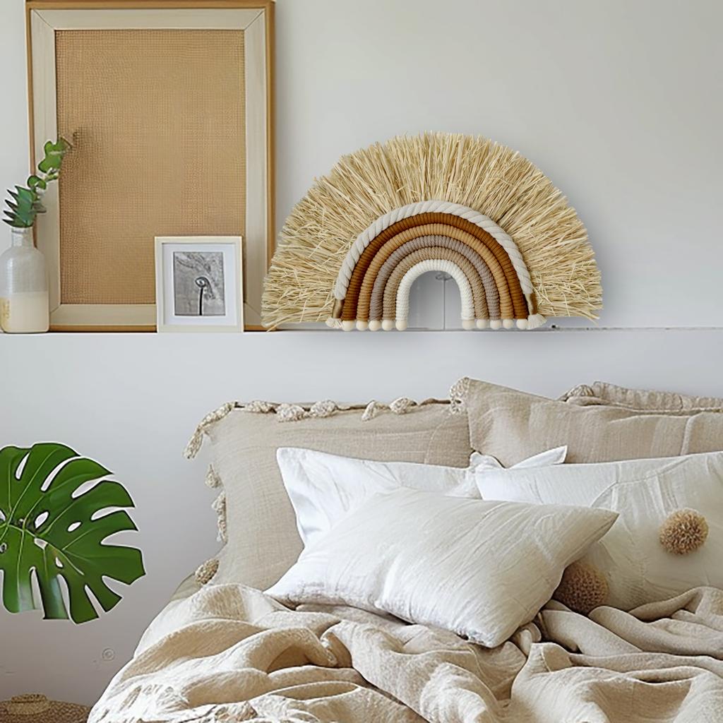Boho arco-íris decoração de parede arte pequena boêmia macrame tecido tapeçaria de suspensão para menina quarto menino berçário porta decoração