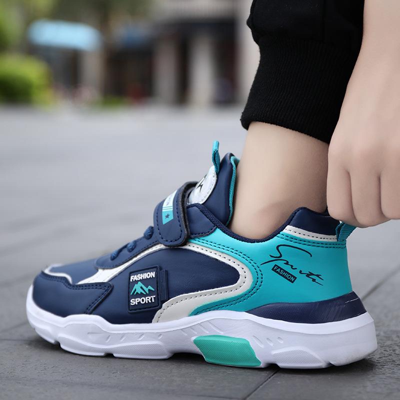 Zhongda children's sports shoes boys spring and autumn 2025 new leather surface primary school students lightweight casual sports running shoes