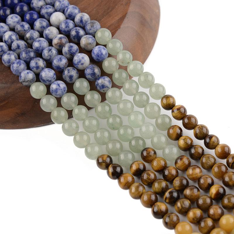 35-60pcs Natural Stone Beads Tiger Eye Amazonite Agates Angelite Quartz Lava Beads Loose Beads For Jewelry Making DIY Bracelet