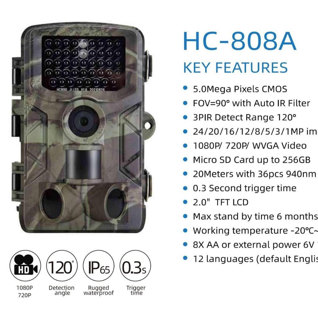 Fotocamera da Caccia Suntekcam HC-808A, Impermeabile IP65