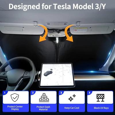 For Tesla Windshield Sunshade Folding Front Window Sun Shade Cover Heat Protection Visor For Model Y Model3 2025 Accessories