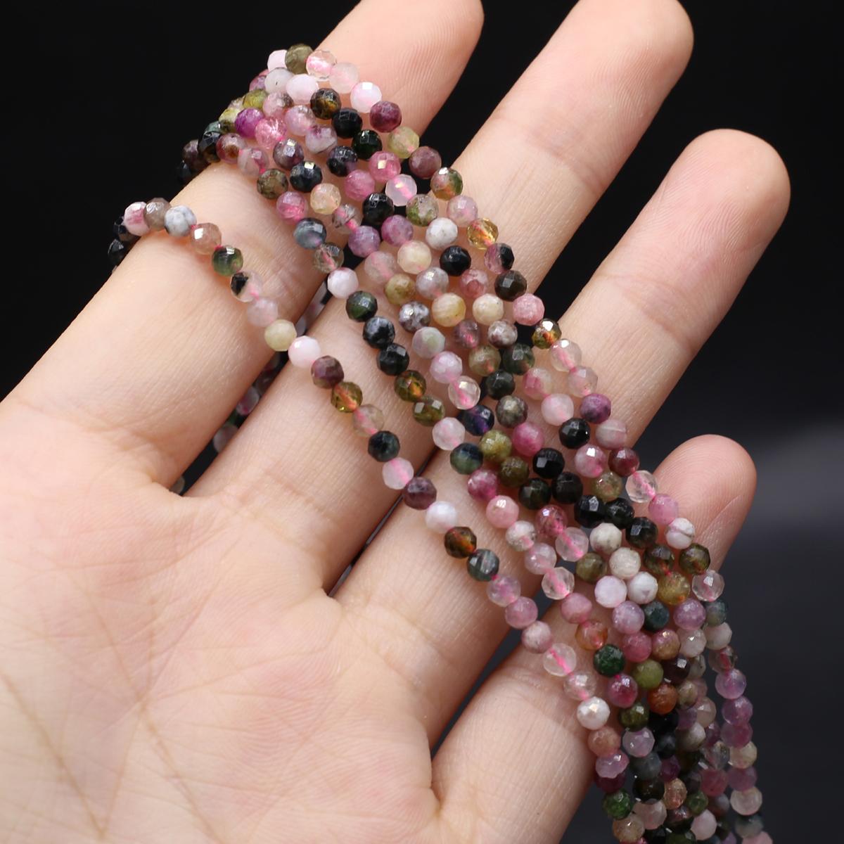 

Граненые бусины из натурального камня, турмалин/золотой песок, изолированные бусины для изготовления ювелирных изделий, ожерелье, браслет, серьги, аксессуар 3mm