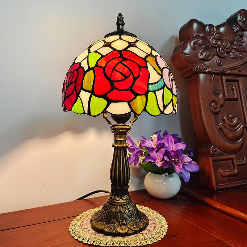 Tiffany Vintage Stained Glass Table Lamp for Bedside or Cafe