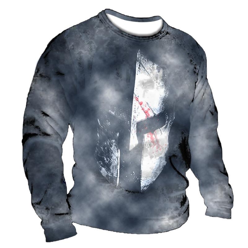 Vintage Print Men T-Shirts Samurai Pattern Knights Templar 3D Top Cotton Tee Streetwear Autumn Long Sleeve Oversized T Shirt 5XL