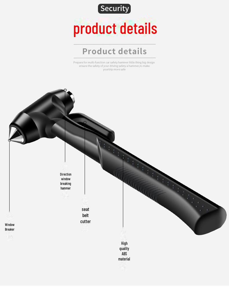 Car Safety Hammer Tool with Base - Window Breaker & Cutter R-7115