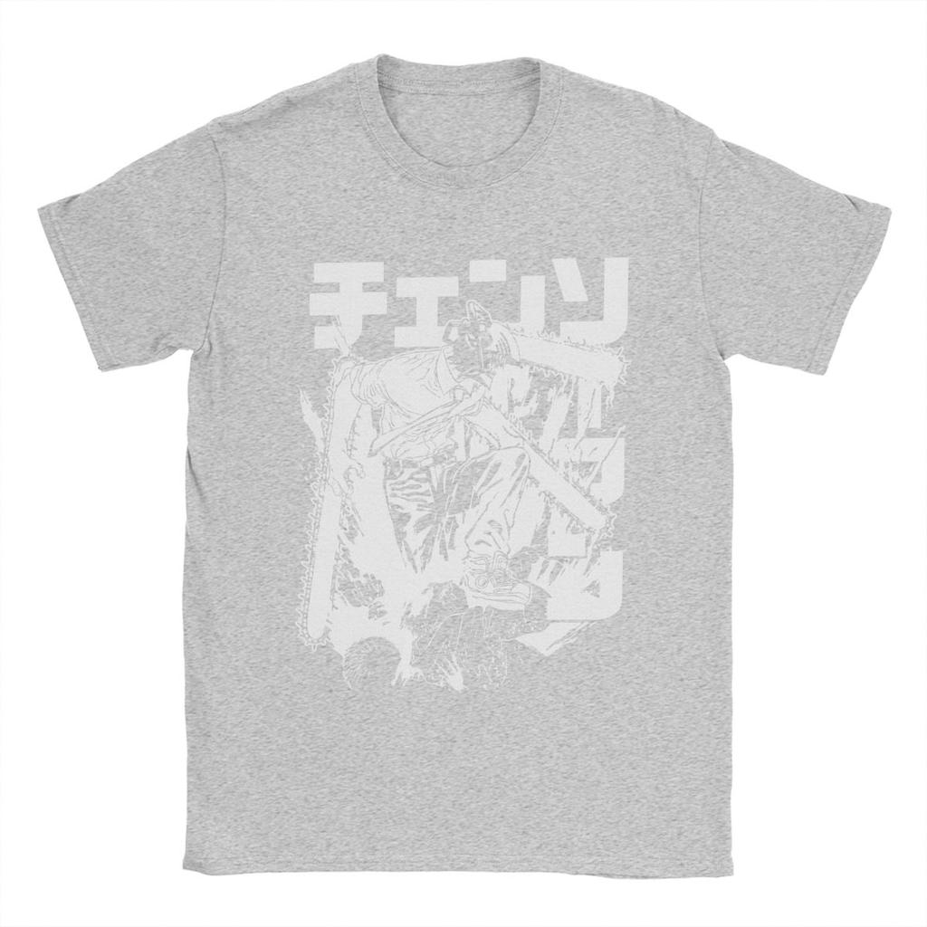 Anime Warrior Denji T Shirts Men's Cotton Vintage T-Shirt Round Neck Tee Shirt Short Sleeve Clothes 6XL