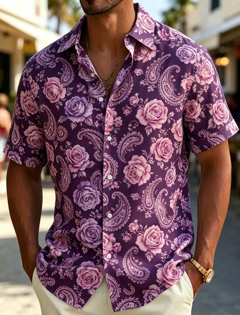 Summer Essential! Paisley Print Short Sleeve Shirt, Stylish Casual Wear