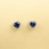 S925 Sterling Silver Heart-Shaped Sapphire and Diamond Stud Earrings for Women - Versatile Anniversary Jewelry