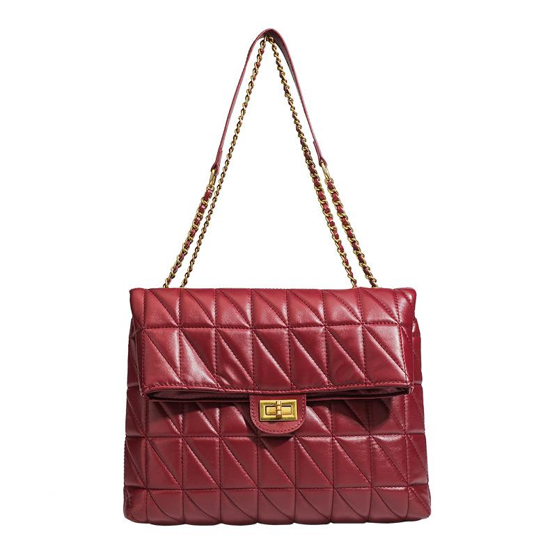 Large Capacity Diamond Check Underarm Bag Fashion Chain Tote Stylish Texture Single Shoulder Crossbody Bag