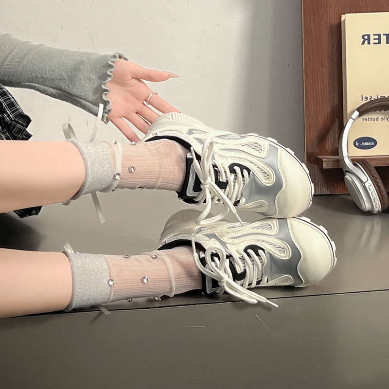 Disorder Aesthetic Bowling Shoes Forrest Gump Shoes Women's Summer 2025 New Breathable Mesh Casual Daddy Shoes Women