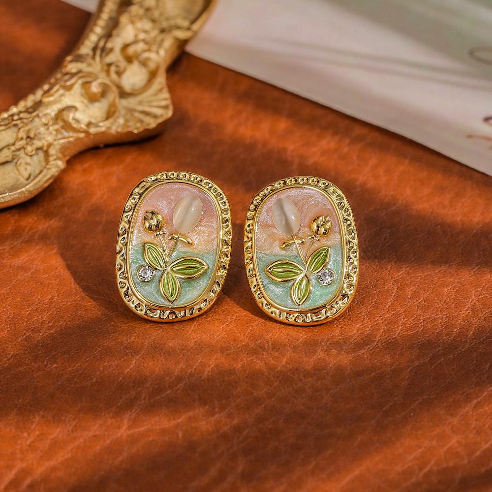 Monet Garden Medieval Baroque Pearl Earrings - Elegant, Retro Style for Women