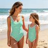 Mädchen Einteiler Badeanzug Polka Dot Print Runder Halsausschnitt Ärmellos Badebekleidung Leichtes Schnelltrocknendes Material Geeignet für Strand Pool Wasseraktivitäten