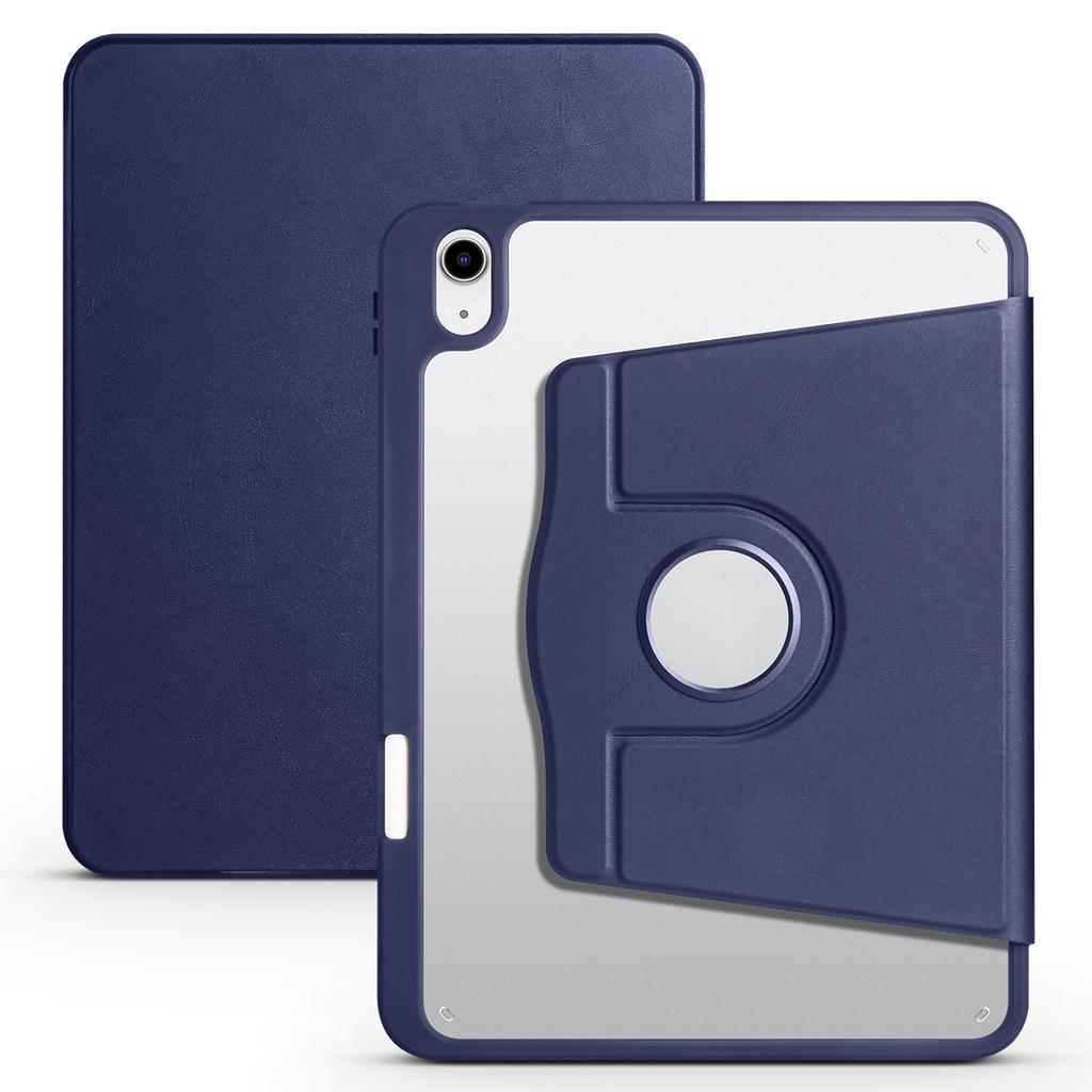 For iPad Air 13 (2025)/(2024) Case with Pen Holder PU Leather+Acrylic Rotating Stand Tablet Cover