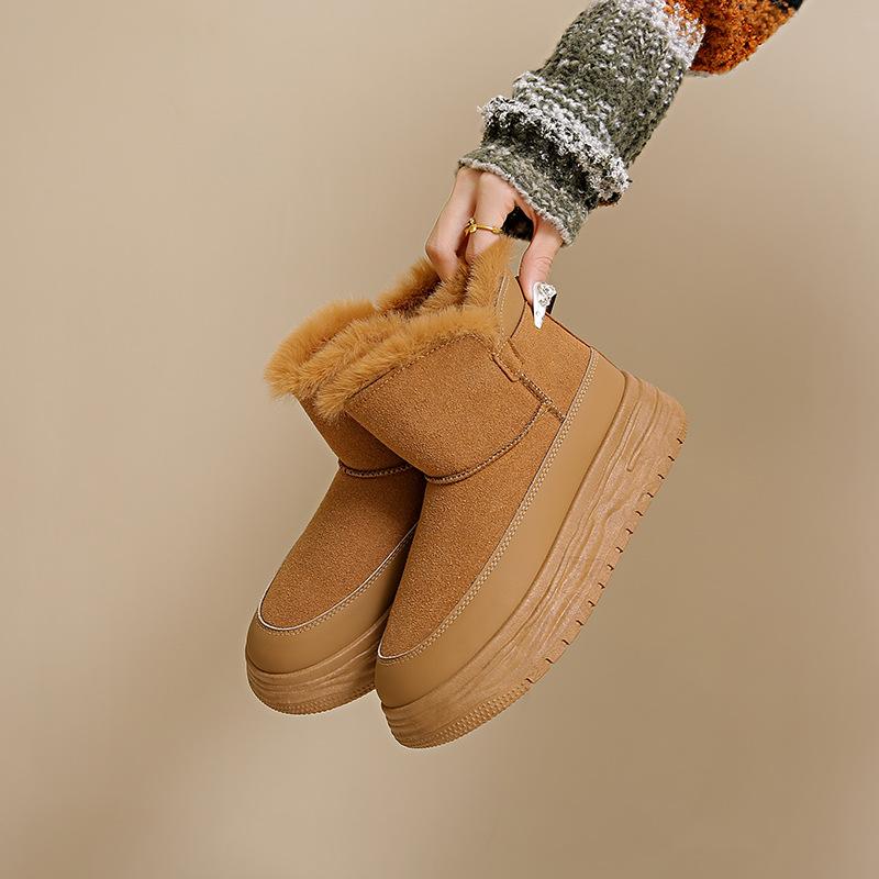 velvet high-top snow boots for women's 2025 winter new student ins Korean version of thermal casual shoes heightening cotton shoes 818