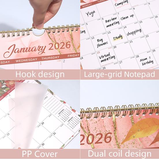 2026 Wall Calendar 14" X 11" Large Calendar with Hanging Hook January