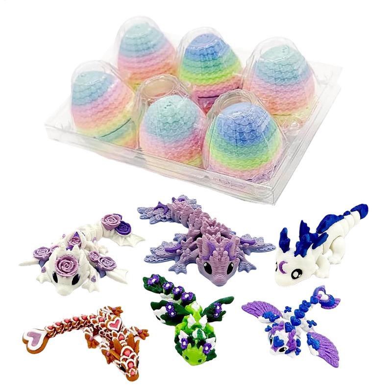 Random Mini Dragon Egg 3D Printed Animals Set Easter Basket Stuffers Prefilled Tiny Animals Figurines Set Dragon Fidget Toy