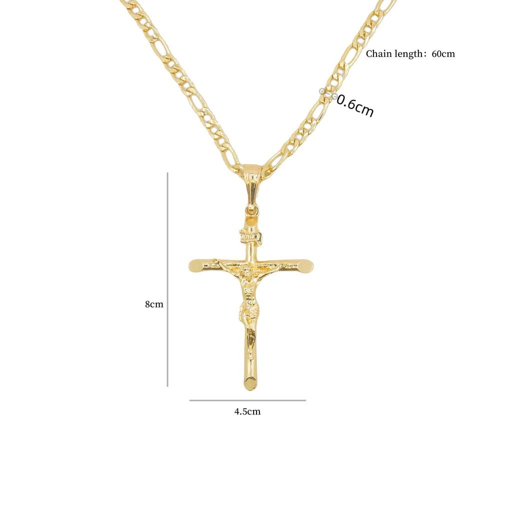 Gold-plated Chain Jesús Pendant Cross Necklace