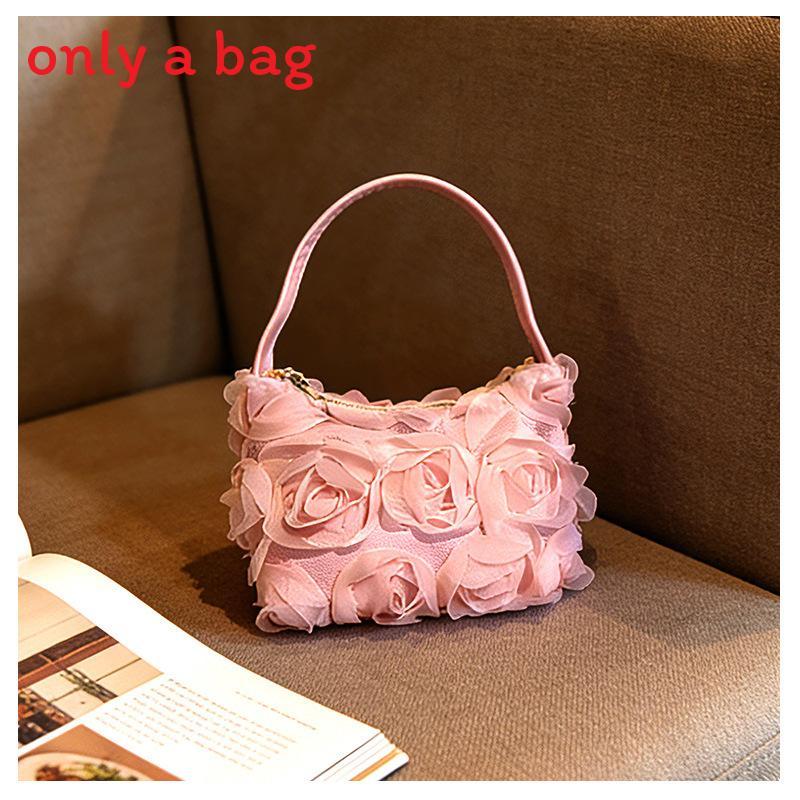 Borsa a pochette in tessuto minimalista urbana con colore solido e design a rosa per l'uso quotidiano