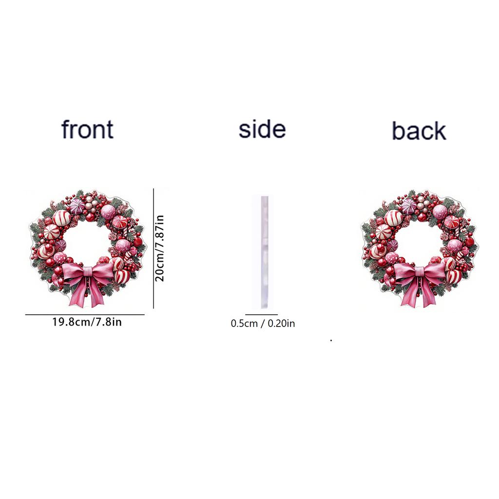 Wieniec z kwiatów Płaski akrylowy wisiorek 2D na drzwi i okno ogrodowe, Rekwizyt do dekoracji świątecznych