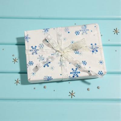 10 Sheets Blue Snowflakes Pattern Tissue Paper Gift Wrapping Paper Festival Bouquet Packaging Xmas Party DIY Decoration Paper