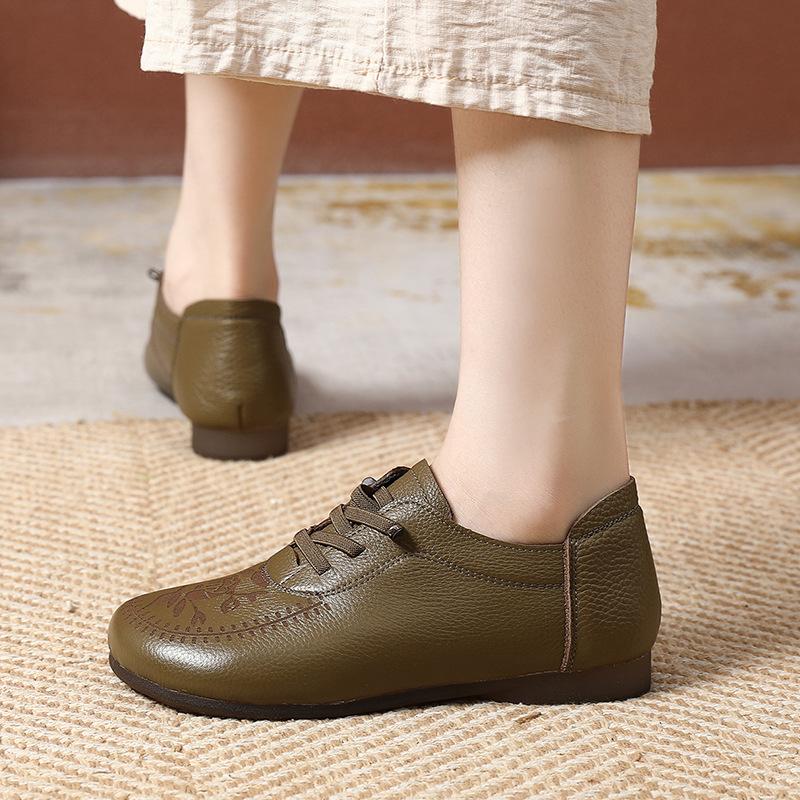 Fashion GKTINOO Fashion Women Flat Shoes Spring Autumn Round Toe Sneakers Genuine Cow Leather Soft Sole Comfort Casual Shoes Woman